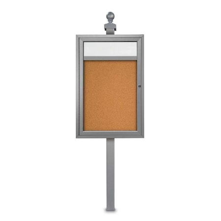 United Visual Products Corkboard, Fabric, 2 Door, Satin/Prl, 48x48" UV3055-SATIN-PEARL